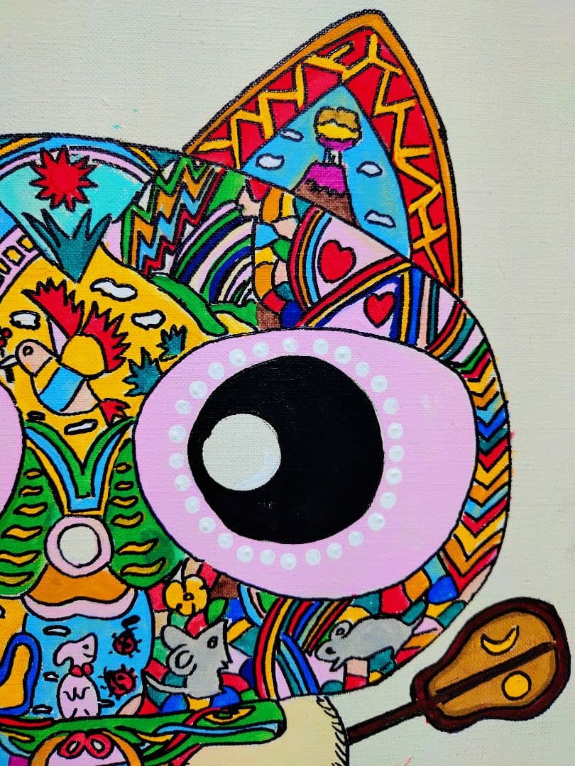 【F6号】ジミー大西【Cat】手描き/表裏サイン有り/油彩/アクリル/絵画/額縁