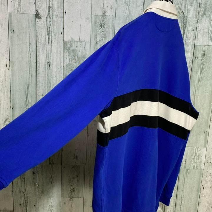 【※希少】ポロバイラルフローレン★刺繍ロゴ レトロ太ボーダー ラガーシャツ L