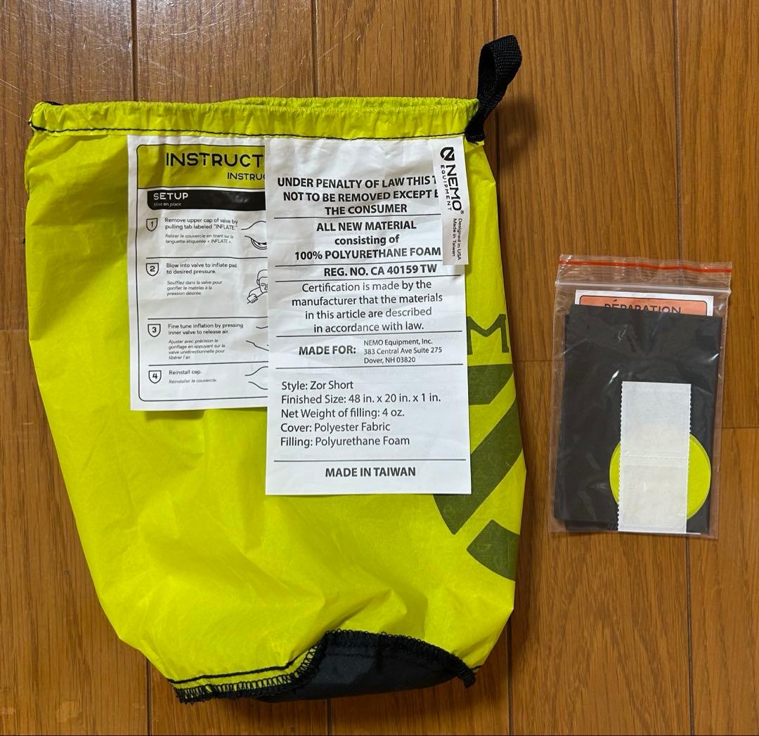 アウトドア寝具 NEMO ZOR SHORT