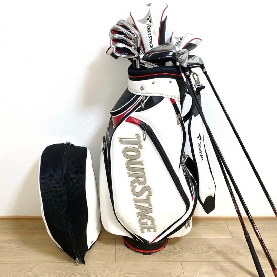 TOURSTAGEゴルフクラブ セット 初心者メンズ右利きキャディバッグ付SR