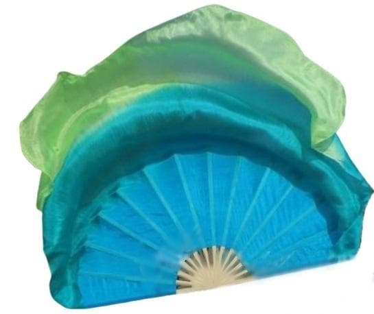 【新品】ビッグフラッターファンベール★右手★ターコイズライム！高級シルク100％