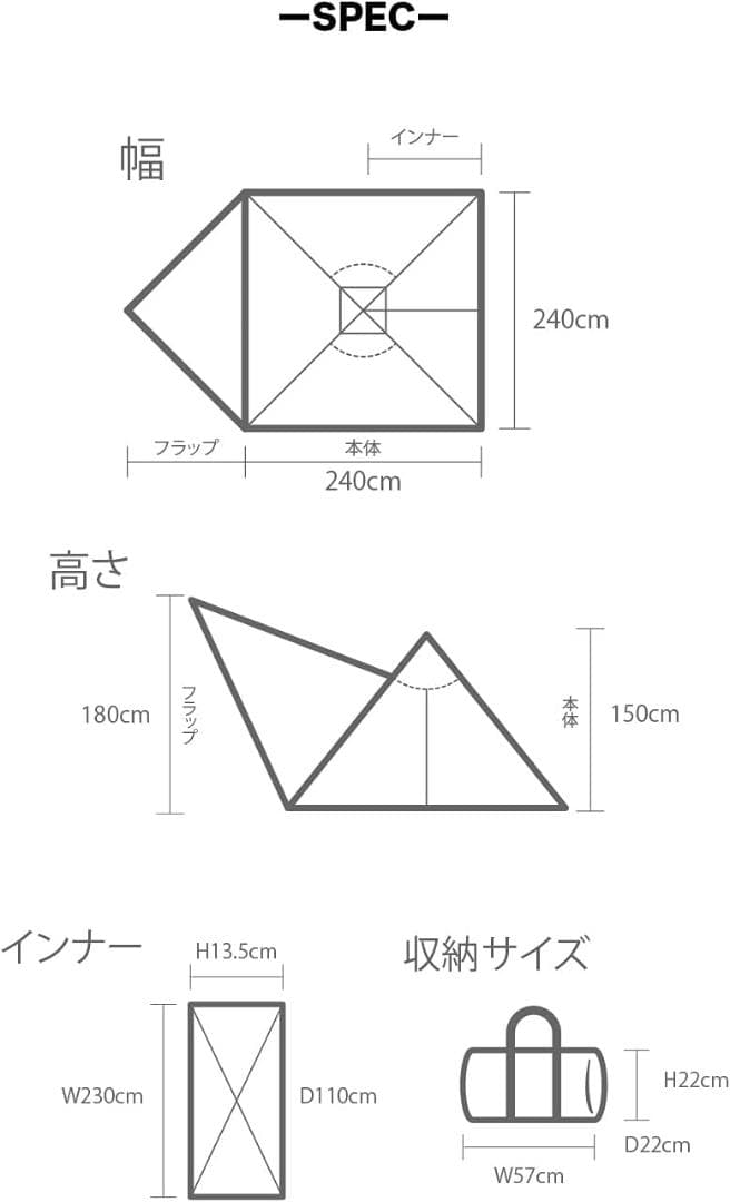 WAQ Alpha TC 1人用 ワンポールテント ティピーテント スカート