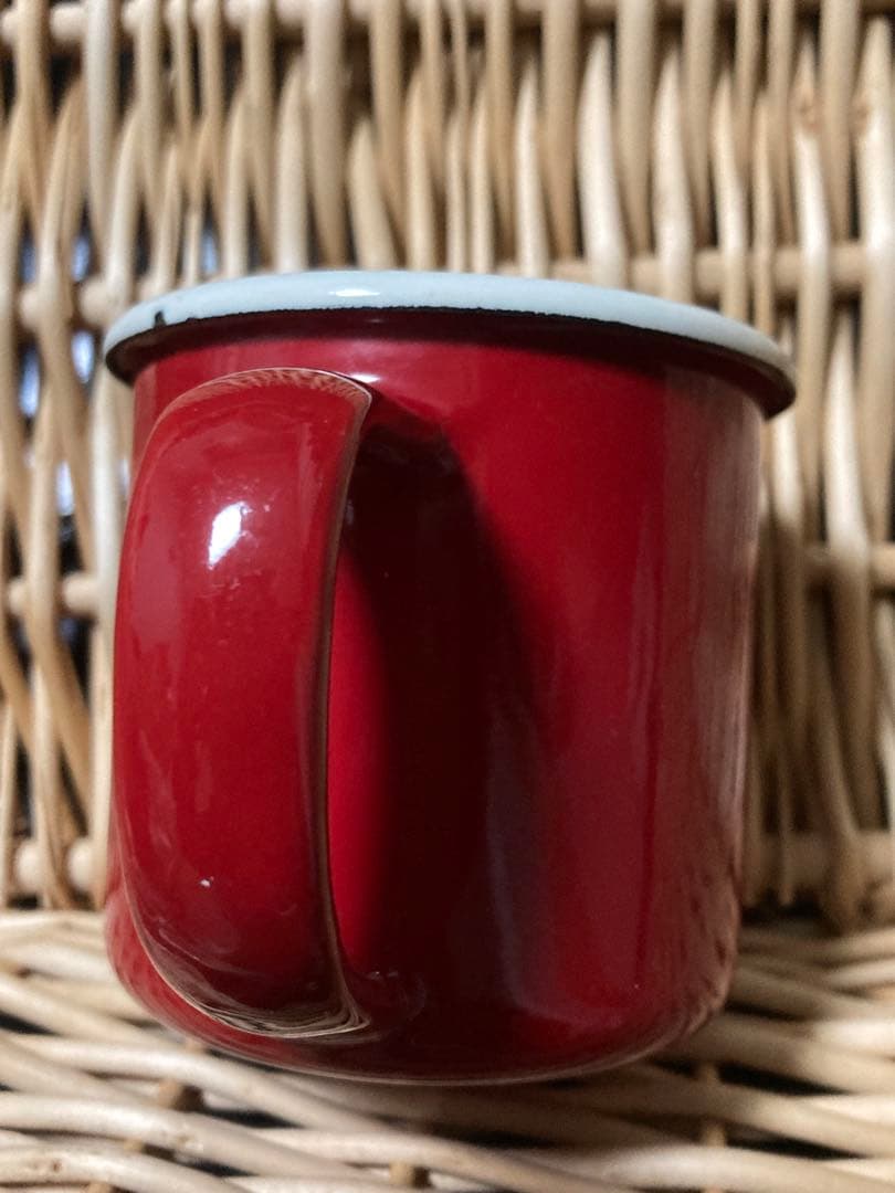 1970年代　未使用保管品　ラングラー琺瑯ノベルティーマグカップ　レッド