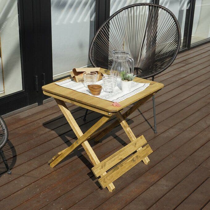 折りたたみ式　可変式木製テーブル　ハンドメイド