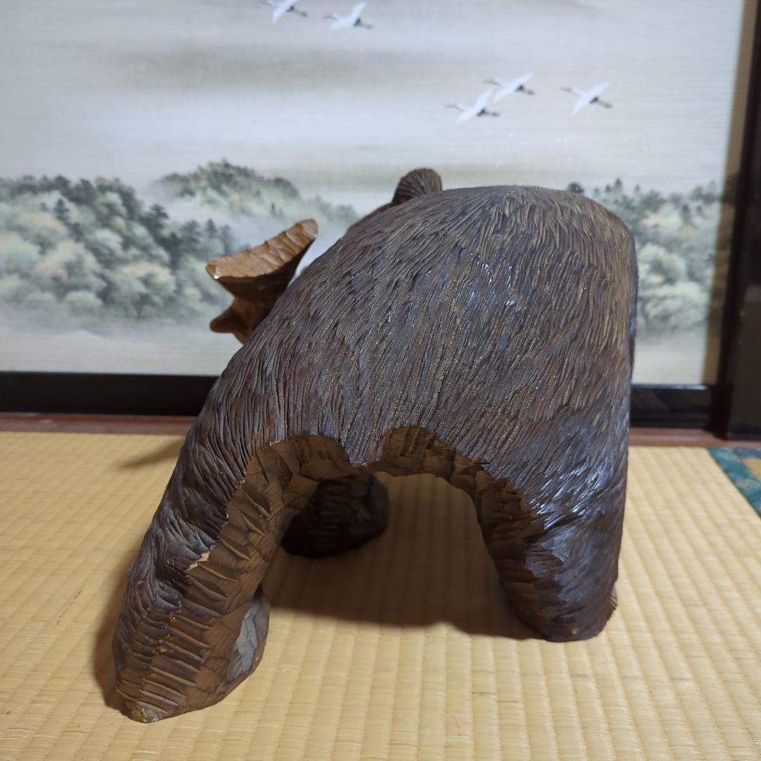 北海道熊の置物 木製 約49cm x 26cm x 28cm
