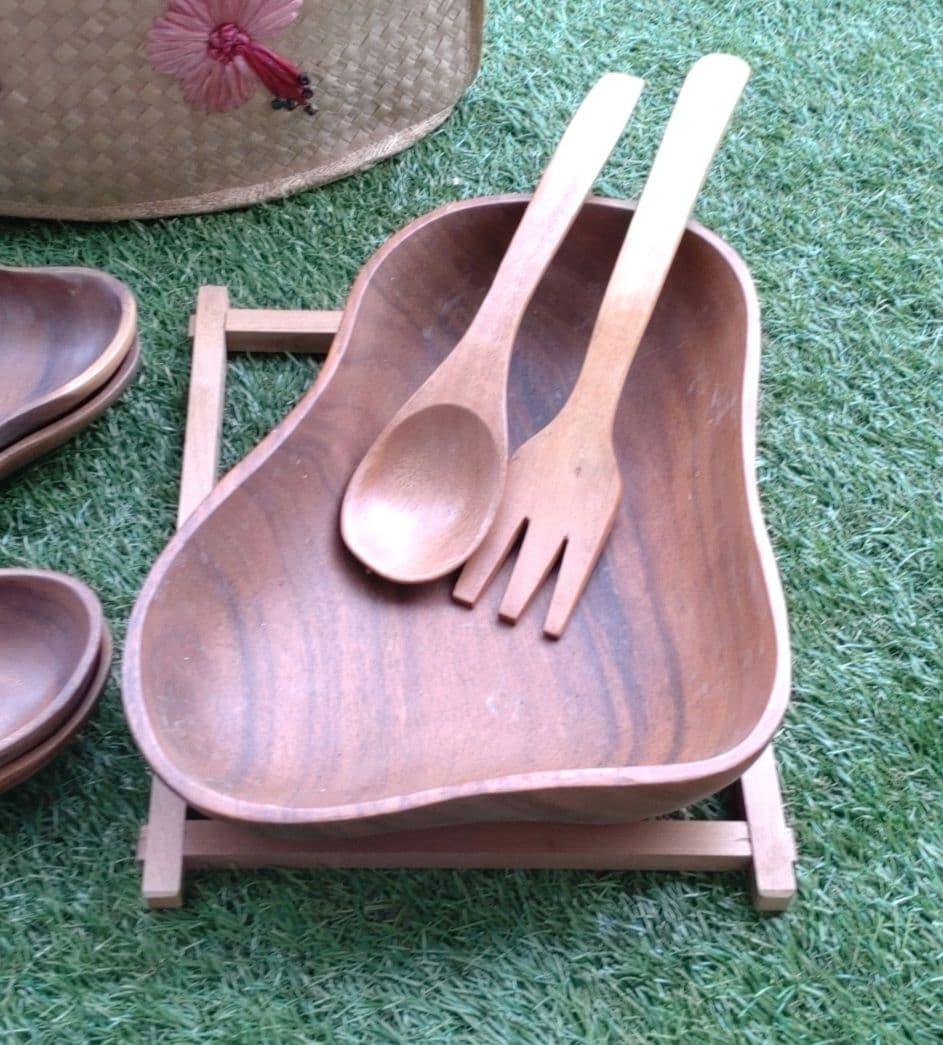 フィリピン製　カゴバッグ＆木製食器セット