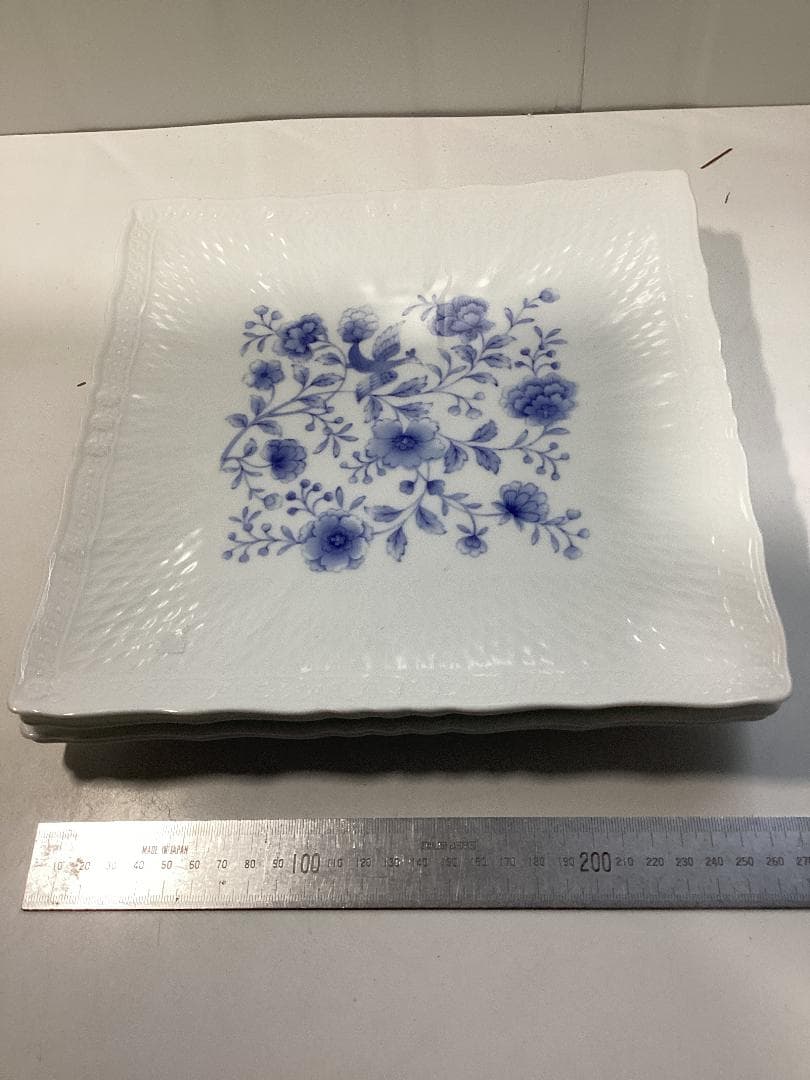角皿　４枚セット　ノリタケ　青柄　２８センチ　美品　0-1203-4y1m-1