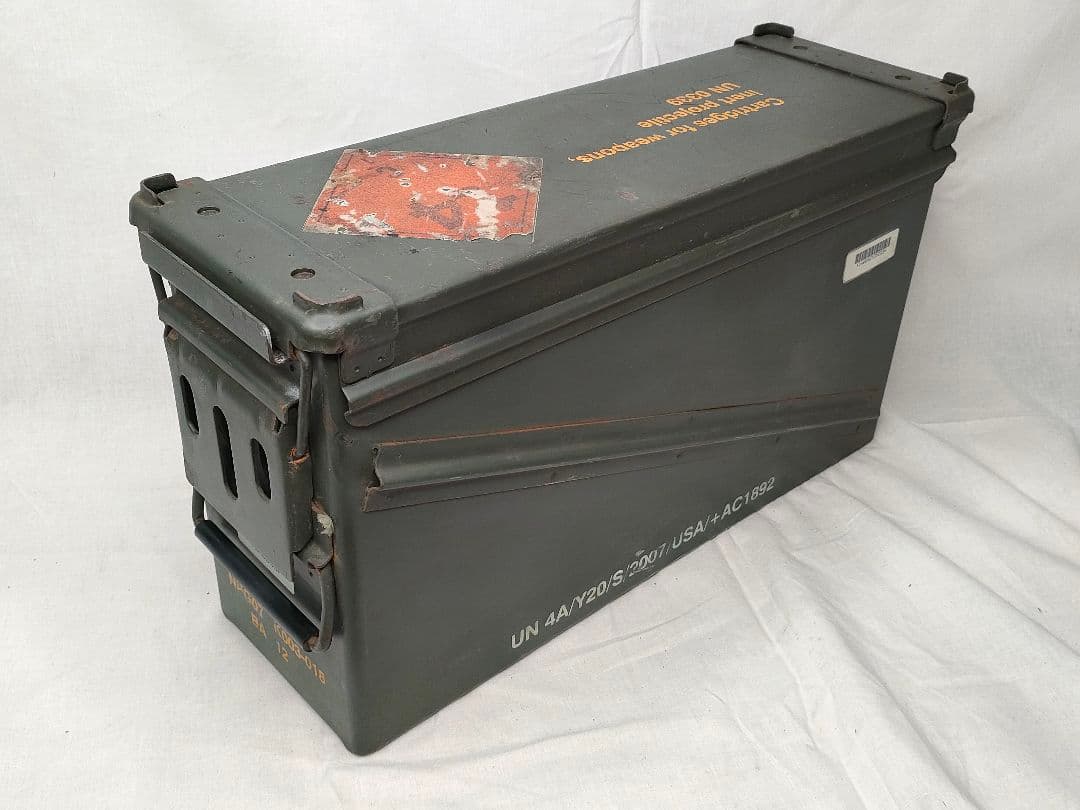 [米軍実物]アーモ缶 ロングサイズ 弾薬箱 ステンシル付 アンモボックス