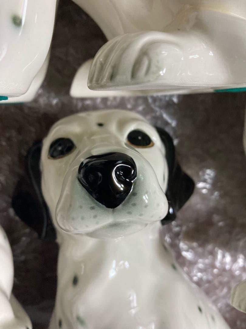 廃盤加藤工芸ダルメシアン犬の陶器製置物4体+1セット