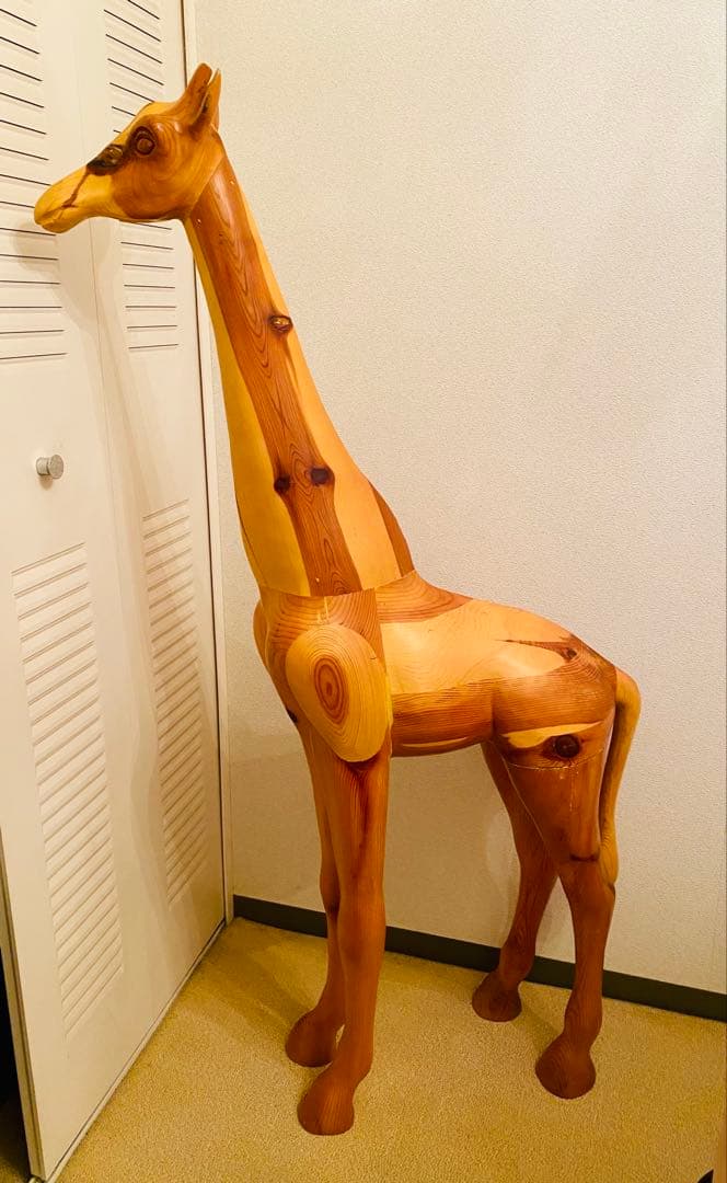 木製キリンの置物 高さ1320mm