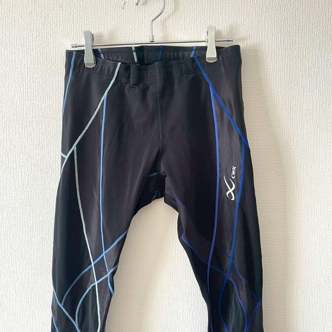 シーダブリューエックス▶スポーツタイツM 黒 青 ストレッチ素材