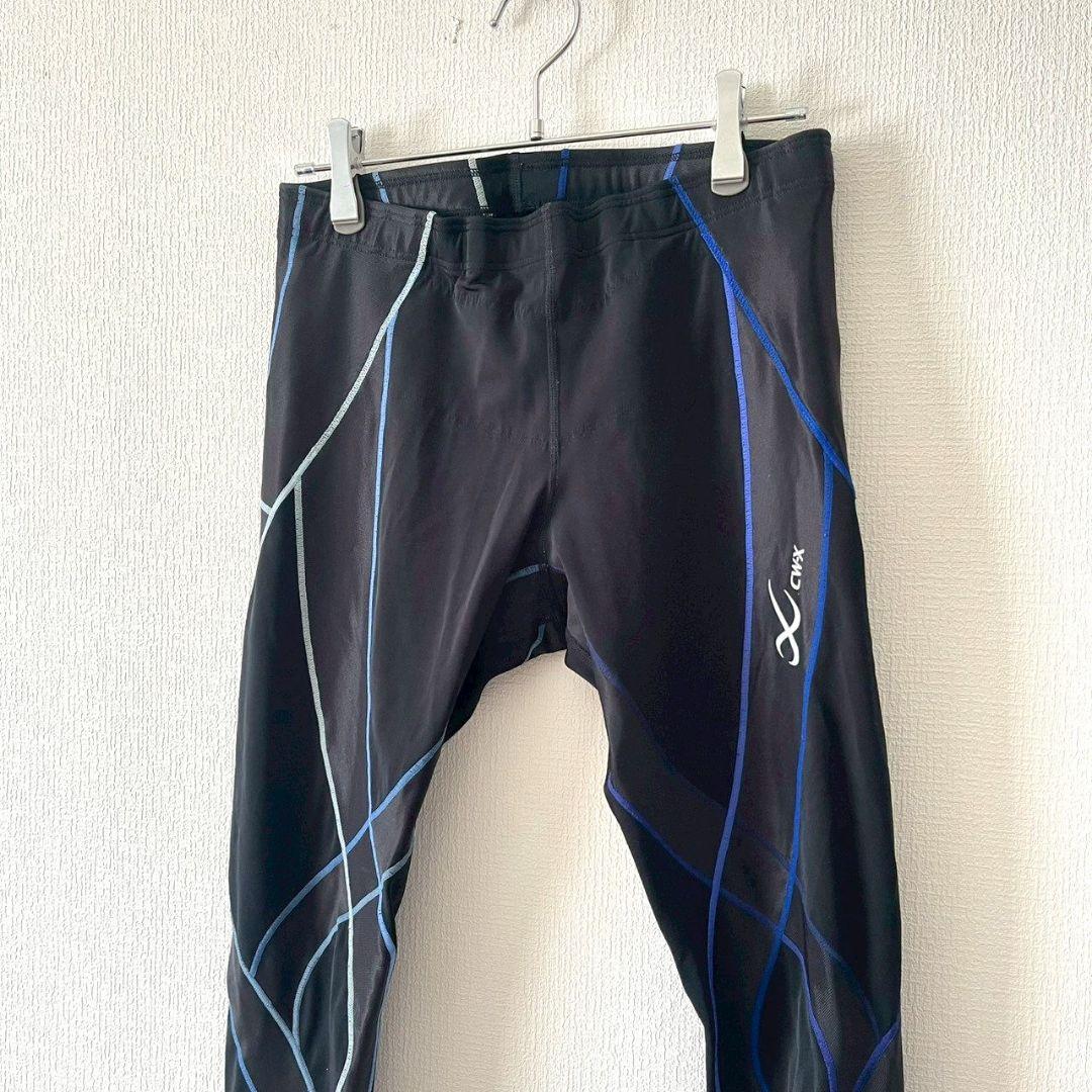 シーダブリューエックス▶スポーツタイツM 黒 青 ストレッチ素材